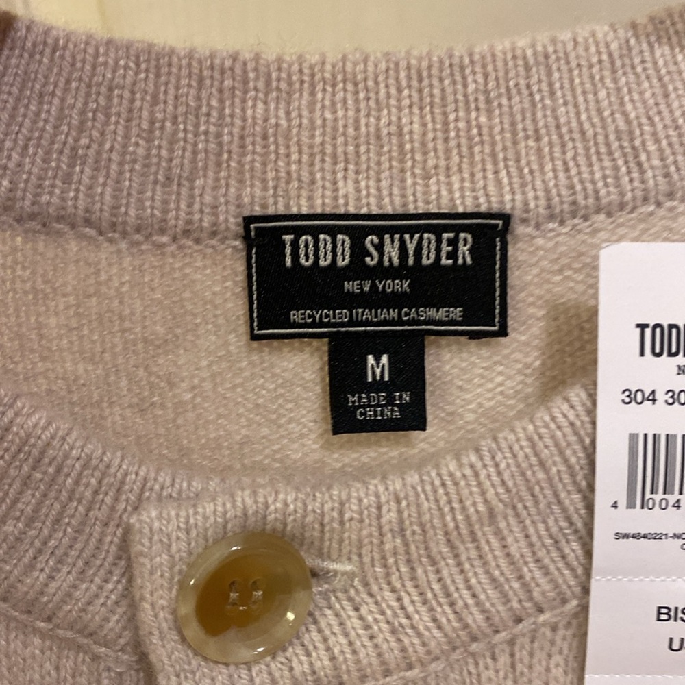 Todd Snyder Nomad Cashmere Crew Cardigan Sz Medium. NWT. Bisque is the color. - Picture 4 of 7